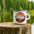 Retro Mountain Tent Camping Enamel Mug