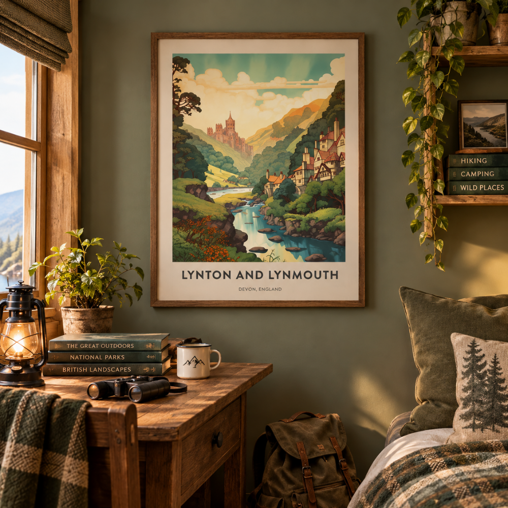 Lynton and Lynmouth, Devon" Vintage Travel Framed Wall Art Poster