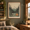 Into The Wild" Mountain Camping Framed Wall Art Poster